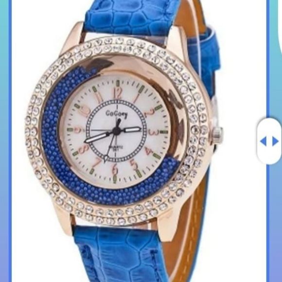 New And  Fashion Women Rhinestone Watch Leather St - Picture 1 of 2